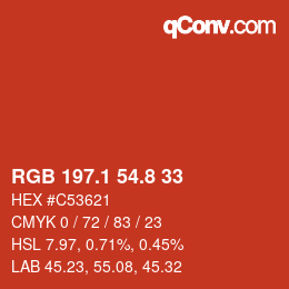 Color code: RGB 197.1 54.8 33 | qconv.com