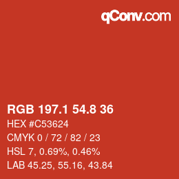 カラーコード: RGB 197.1 54.8 36 | qconv.com