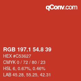 カラーコード: RGB 197.1 54.8 39 | qconv.com