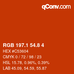 Color code: RGB 197.1 54.8 4 | qconv.com
