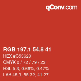 カラーコード: RGB 197.1 54.8 41 | qconv.com