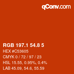 カラーコード: RGB 197.1 54.8 5 | qconv.com
