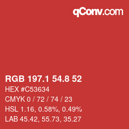 Color code: RGB 197.1 54.8 52 | qconv.com