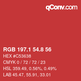カラーコード: RGB 197.1 54.8 56 | qconv.com