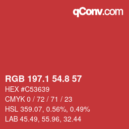 カラーコード: RGB 197.1 54.8 57 | qconv.com