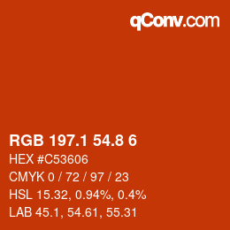 カラーコード: RGB 197.1 54.8 6 | qconv.com