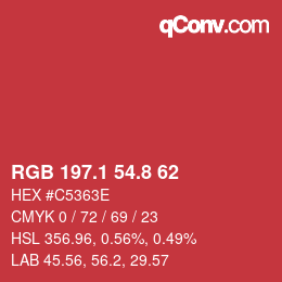 カラーコード: RGB 197.1 54.8 62 | qconv.com