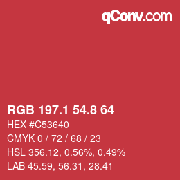 カラーコード: RGB 197.1 54.8 64 | qconv.com