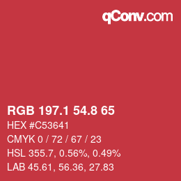 カラーコード: RGB 197.1 54.8 65 | qconv.com
