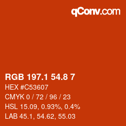 カラーコード: RGB 197.1 54.8 7 | qconv.com
