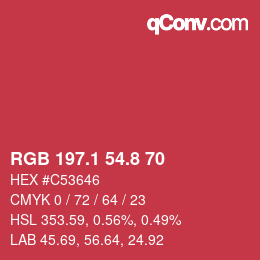 カラーコード: RGB 197.1 54.8 70 | qconv.com