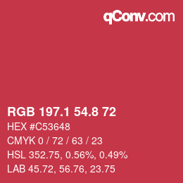 カラーコード: RGB 197.1 54.8 72 | qconv.com