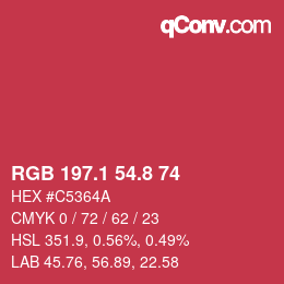 カラーコード: RGB 197.1 54.8 74 | qconv.com