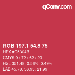 カラーコード: RGB 197.1 54.8 75 | qconv.com