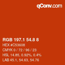 Color code: RGB 197.1 54.8 8 | qconv.com
