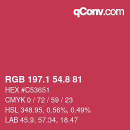 カラーコード: RGB 197.1 54.8 81 | qconv.com