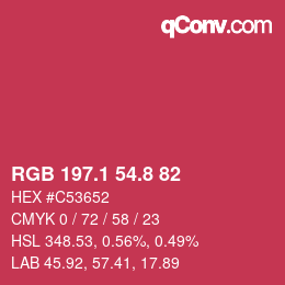 カラーコード: RGB 197.1 54.8 82 | qconv.com