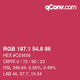 カラーコード: RGB 197.1 54.8 86 | qconv.com