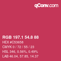 カラーコード: RGB 197.1 54.8 88 | qconv.com