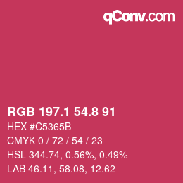カラーコード: RGB 197.1 54.8 91 | qconv.com