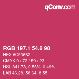 カラーコード: RGB 197.1 54.8 98 | qconv.com