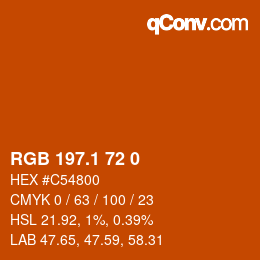 カラーコード: RGB 197.1 72 0 | qconv.com