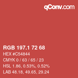 カラーコード: RGB 197.1 72 68 | qconv.com
