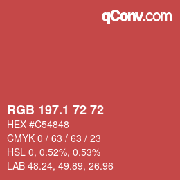 カラーコード: RGB 197.1 72 72 | qconv.com