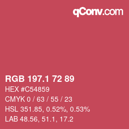 カラーコード: RGB 197.1 72 89 | qconv.com