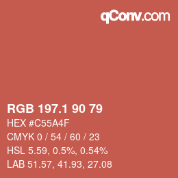 カラーコード: RGB 197.1 90 79 | qconv.com