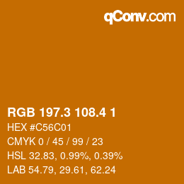 カラーコード: RGB 197.3 108.4 1 | qconv.com