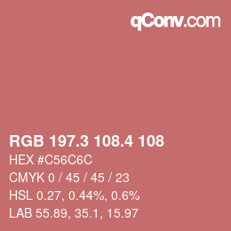 カラーコード: RGB 197.3 108.4 108 | qconv.com