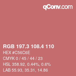 カラーコード: RGB 197.3 108.4 110 | qconv.com