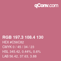 カラーコード: RGB 197.3 108.4 130 | qconv.com