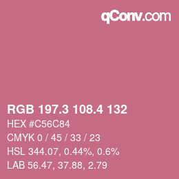 カラーコード: RGB 197.3 108.4 132 | qconv.com