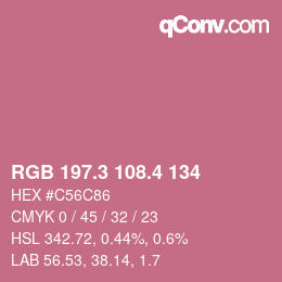 カラーコード: RGB 197.3 108.4 134 | qconv.com
