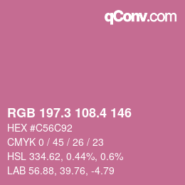 カラーコード: RGB 197.3 108.4 146 | qconv.com