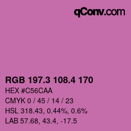 カラーコード: RGB 197.3 108.4 170 | qconv.com