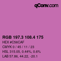 カラーコード: RGB 197.3 108.4 175 | qconv.com