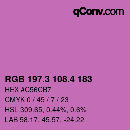 カラーコード: RGB 197.3 108.4 183 | qconv.com