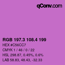 カラーコード: RGB 197.3 108.4 199 | qconv.com
