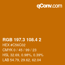 カラーコード: RGB 197.3 108.4 2 | qconv.com