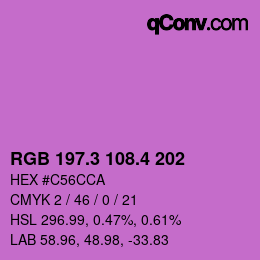 カラーコード: RGB 197.3 108.4 202 | qconv.com