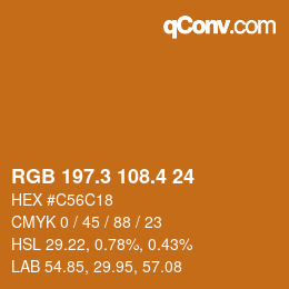 カラーコード: RGB 197.3 108.4 24 | qconv.com