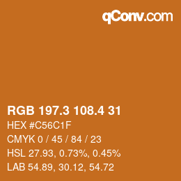 カラーコード: RGB 197.3 108.4 31 | qconv.com