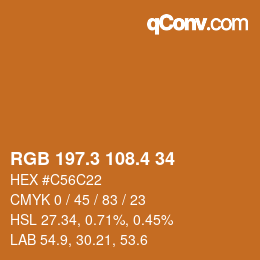 カラーコード: RGB 197.3 108.4 34 | qconv.com