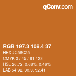カラーコード: RGB 197.3 108.4 37 | qconv.com