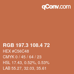 カラーコード: RGB 197.3 108.4 72 | qconv.com