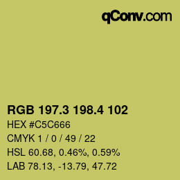 カラーコード: RGB 197.3 198.4 102 | qconv.com