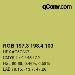カラーコード: RGB 197.3 198.4 103 | qconv.com